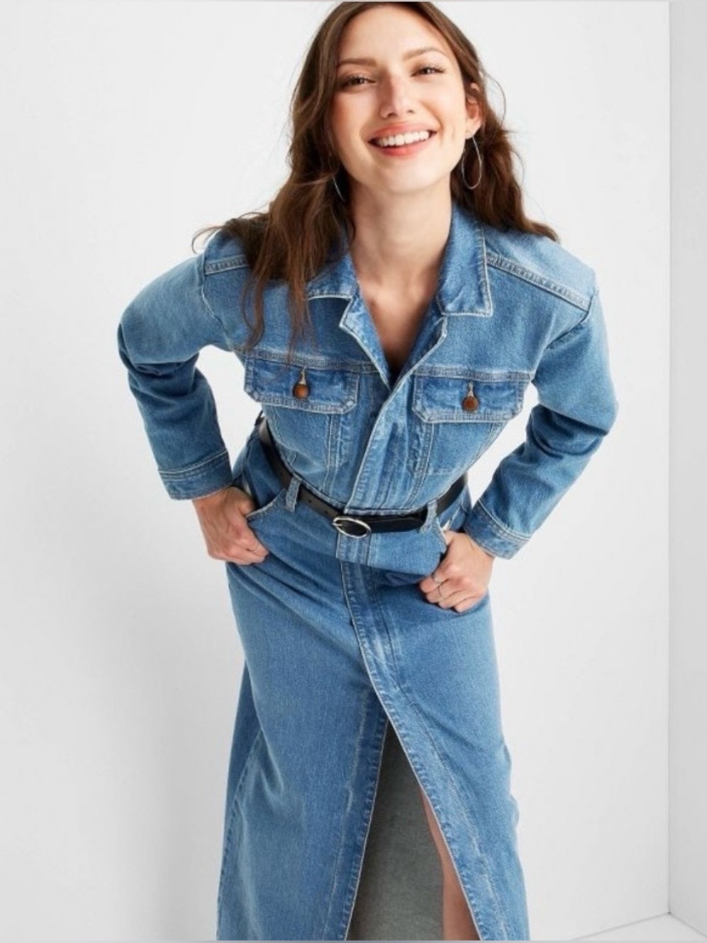 NEW Universal Thread Long Sleeve Denim Maxi Dress Shirtdress- Size 4